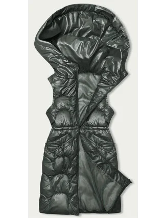 Vypasovaná vesta v khaki barvě s kapucí (B8173-11)