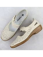 Dámská kožená prolamovaná obuv na suchý zip béžové barvy Rieker 41399-14