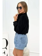 Semišová mikina na zip Černý