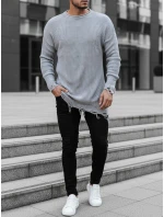 Pánský světle šedý svetr FashionStreet WX1963 Pánský světle šedý svetr FashionStreet WX1963