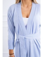 Svetr dlouhý svetr vázaný v pase modrý