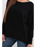 Dámský svetr s delším zadním dílem a raženou hvězdou černý