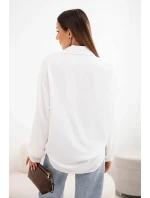 Dámská viskózová košile s dlouhým rukávem a volánky bílá