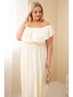 Dámské šaty Plus Size s volánem a elastickým pasem žlutá