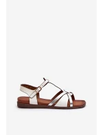 Dámské ploché sandály z ekokože Sergio Leone SK071H Bílé Dámské ploché sandály z ekokože Sergio Leone SK071H Bílé