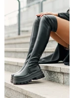 Kozačky Po Kolena Na Masivní Platformě Černé Zinera Kozačky Po Kolena Na Masivní Platformě Černé Zinera