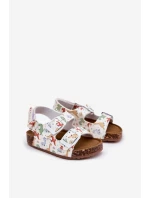 Dětské sandály na korkové podrážce s přezkami dinosauři multikolor Thessa
