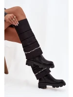 Dámské zateplené kozačky s korálky Černé Irvette Dámské zateplené kozačky s korálky Černé Irvette