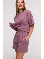 B295 Šortky s kapsami s nášivkami - heather