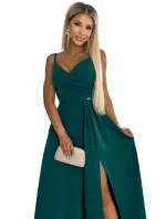 299-11 CHIARA elegantní maxi dlouhé šaty bez ramínek - ZELENÉ 299-11 CHIARA elegantní maxi dlouhé šaty bez ramínek - ZELENÉ