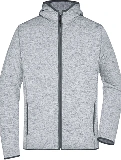 Daiber JN 589 Pánská pletená fleecová bunda s kapucí 02.0589 light melange/carbon