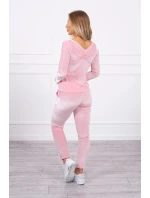 Velurová souprava se záhybem na zadní straně pudrově růžová Velurová souprava se záhybem na zadní straně pudrově růžová