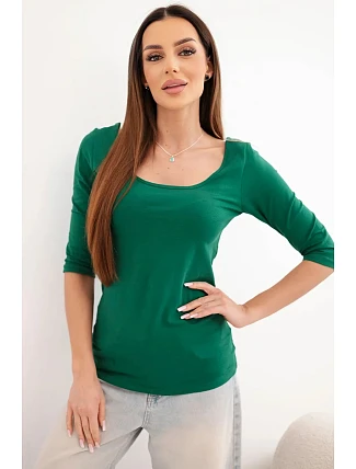 Halenka s kulatým výstřihem tmavě zelená Halenka s kulatým výstřihem tmavě zelená