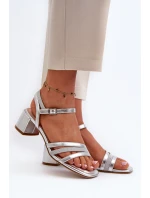 Dámské sandály na nízkém podpatku z ekokůže Sergio Leone SK046 stříbrné