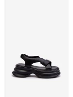 Zazoo 2743 Sametové sandály na podpatku Černé