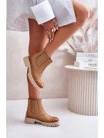 Dámské Botky Na Plochém Podpatku Kožené Lewski 3611 Hnědé Dámské Botky Na Plochém Podpatku Kožené Lewski 3611 Hnědé