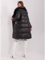 Černá dlouhá zimní bunda s kapsami