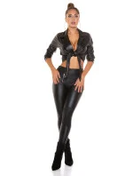 Sexy oříznutá halenka Kunstleder T2880 černá - Koucla Sexy oříznutá halenka Kunstleder T2880 černá - Koucla