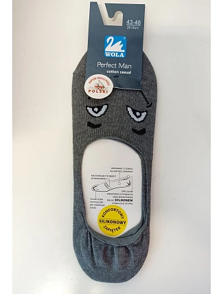 Pánské vzorované ponožky se silikonem úsměv W91 šedé - Wola