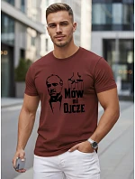 Pánské klasické bavlněné tričko s potiskem vínové FashionStreet NX5145R Pánské klasické bavlněné tričko s potiskem vínové FashionStreet NX5145R
