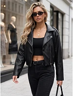 Dámská kožená bunda ve stylu Ramones, černá, FashionStreet TY6031 Dámská kožená bunda ve stylu Ramones, černá, FashionStreet TY6031