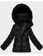 Černá dámská prošívaná zimní bunda v délce k bokům (T3-2656#-1)