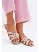 Dámské Plážové Sandály S Proplétajícími Pásky Béžové Acimine