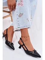 Dámské sandály na podpatku s špičatými špičkami Černé Felessa