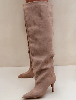 Dámské kozačky na podpatku Khaki Corly