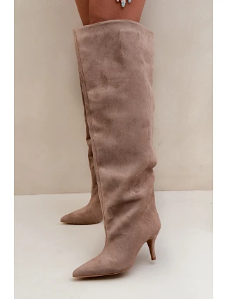 Dámské kozačky na podpatku Khaki Corly Dámské kozačky na podpatku Khaki Corly