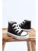 Dětské kožené vysoké tenisky Černe a bíle Marney Dětské kožené vysoké tenisky Černe a bíle Marney