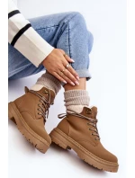 Dámské kožené Trapery s kožíškem Hnědá Lynnvia