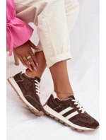 Kožené semišové tenisky dámské na platformě S.Barski LR61-7097 Čokoládové
