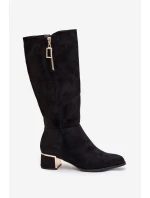 Dámské kozačky na podpatku 6912 Černá - Super mode