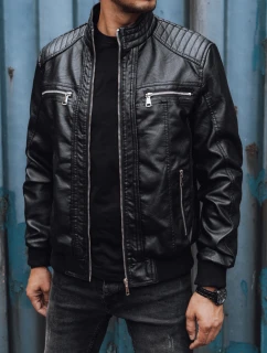 Pánská kožená bunda černá FashionStreet TX4739