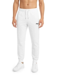 Pánské bavlněné tepláky Fila bílé pohodlný sportovní styl