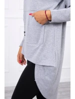 Mikina s kapucí s dlouhými zády šedá Mikina s kapucí s dlouhými zády šedá