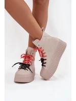 Semišové zateplené dámské tenisky na robustní platformě GOE SS2N4047 béžové