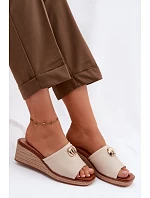 Dámské sandály na platformě s imitací pleteniny Sergio Leone KL325 Béžové