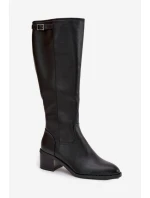 Kozačky na podpatku 58589 černé - Step in style