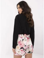 Černo-růžová květovaná krátká dámská šortko-sukně (A8933)