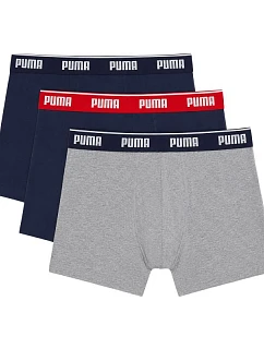 Pánské boxerky Puma, balení po 3 kusech, tmavě modré a šedé, 947130 05