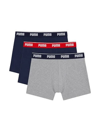 Pánské boxerky Puma, balení po 3 kusech, tmavě modré a šedé, 947130 05 Pánské boxerky Puma, balení po 3 kusech, tmavě modré a šedé, 947130 05
