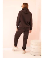 Dámská bavlněná zateplená souprava s potiskem hnědá Dámská bavlněná zateplená souprava s potiskem hnědá