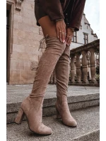 Dámské kozačky na podpatku béžové Xamarin