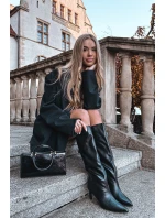 Dámské kozačky na špičku s prošíváním černé Olyvia