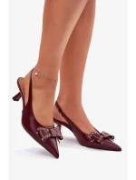 Dámské lodičky na jehlovém podpatku s mašlí Folesca – bordó Dámské lodičky na jehlovém podpatku s mašlí Folesca – bordó