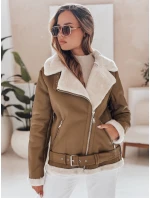 Dámská kožená bunda s ovčí kůží NORFDIMA camel FashionStreet TY4738