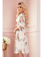 286-4 SANDY košilové šaty - BÍLÉ A ZLATÉ kruhy