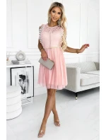 454-2 Šaty GRETA s krajkou a zlatým páskem - BRUSSWIN